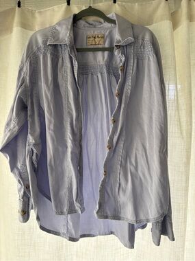 We The Free Button-Down Smocked Shirt
